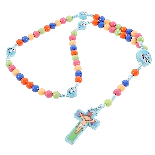 Toddmomy Bunte Kunststoff Kreuzkette für Damen Leichte Handgefertigte Perlenkette Modisches Rosenkranz Design Einzigartiger Schmuck für Alltag und Besondere Anlässe von Toddmomy
