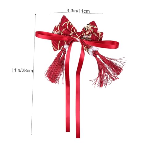 Toddmomy Chinesischer Stil Haarclip für Mädchen mit Schleife und Quaste Traditioneller Haarschmuck für Chinesisches Neujahrsfest Handgefertigt Festliches Design Einfach zu Tragen von Toddmomy