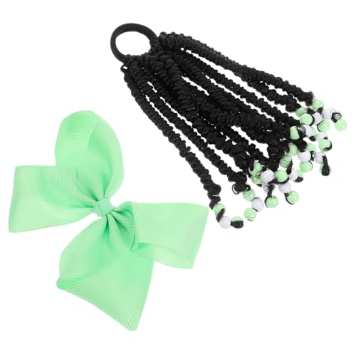 Toddmomy Geflochtene Pferdeschwanz Haarverlängerung für Mädchen mit Schleifen Perlen Modisches Geflochtenes Haarteil Vielseitige Haarverlängerung für Alltag Party Cosplay von Toddmomy