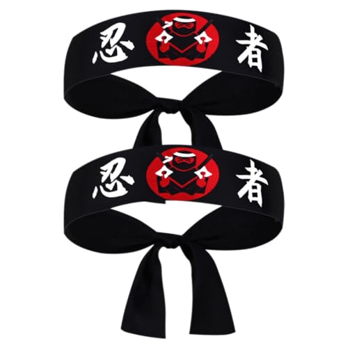 Toddmomy Japanisches Ninja-Stirnband 2 Stück Karate-Stirnbänder Kopfbänder Stirnband Schwarz Japanisches Sushi-Koch-Hachimaki-Karate-Stirnband Für Männer Und Frauen von Toddmomy