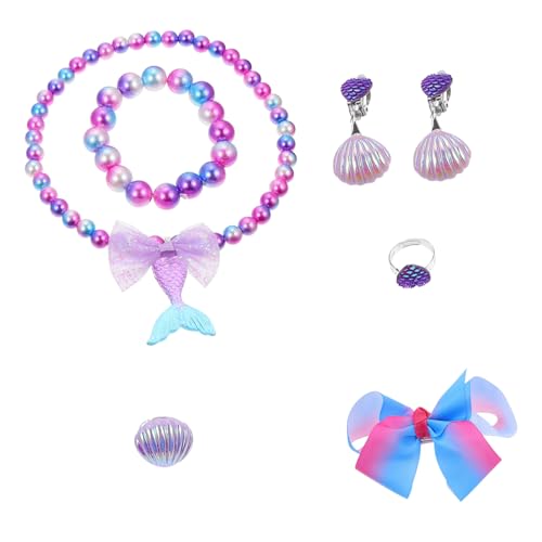 Toddmomy Meerjungfrau Schmuckset für Mädchen Set mit Ohrclip Halskette Armband Ring für Party Geburtstag Verkleidung und Alltagsschmuck von Toddmomy