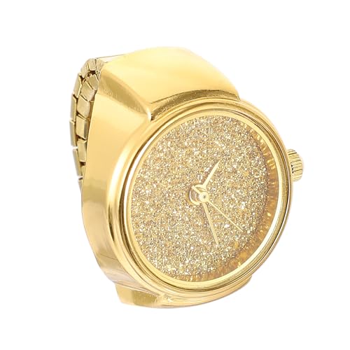 Toddmomy Modische Ringuhr Damen und Herren mit Elastischem Armband Glitzerndes Design Einfache Handhabung Verstellbar Geeignet für Verschiedene Fingergrößen und Vielseitige Anlässe von Toddmomy