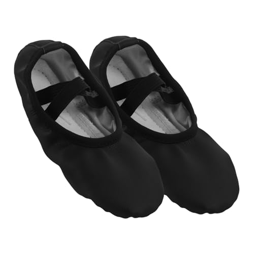 Toddmomy PU Ballettschuhe Damen Mädchen Weiche Flexible Sohle No Tie Slip Tanzschuhe für Ballett Yoga Zeitgenössischer Tanz Bühne Schwarz von Toddmomy