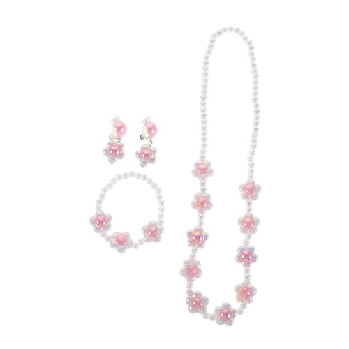 Toddmomy Schmuck für Mädchen Elegantes Perlen Blumen-design Halskette Armband Ohrstecker Set Komfortabel für Alltag und Besondere Anlässe Wie Geburtstage und Festtage von Toddmomy