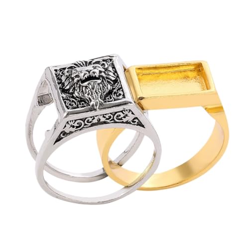 Toddmomy Vintage Herrenring mit Löwenkopf und Geheimem Fach Robustes Unisex Schmuckstück Kunstvoll Geschnitztes Band für Partys und Besondere Anlässe von Toddmomy