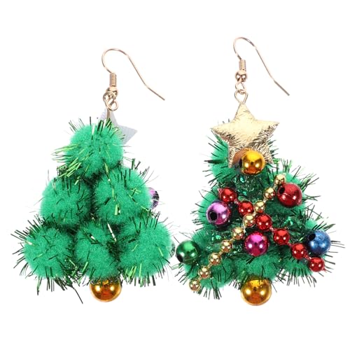Toddmomy Weihnachtsohrringe Damen Weihnachtsbaum Ohrhänger Dangle Bunte Glocken Ohrringe Festliche Party Schmuck von Toddmomy