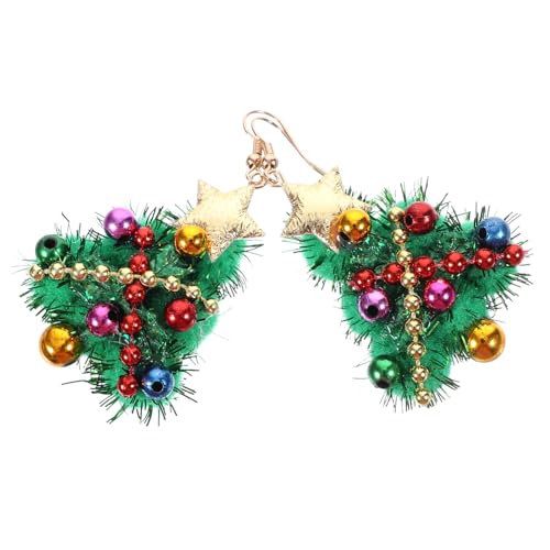 Toddmomy Weihnachtsohrringe Damen Weihnachtsbaum Ohrhänger mit Glöckchen Bunte Weihnachtsdekoration für Party Alltag und Fest Christbaumschmuck Ohrringe als von Toddmomy