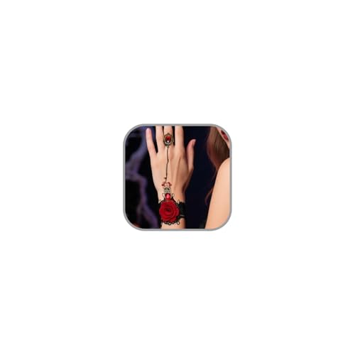 Todenb Gothic Vampir Spitze Handkette Ringe Armbänder für Frauen Halloween Schwarz Rot Kristall Spitze Armband mit Ring Halloween Hexe Vampir Kostüm Zubehör, 38,5, Metall, Kein Edelstein Todenb Gothic Vampir Spitze Handkette Ringe Armbänder für Frauen Halloween Schwarz Rot Kristall Spitze Armband mit Ring Halloween Hexe Vampir Kostüm Zubehör, 38,5, Metall, Kein Edelstein von Todenb