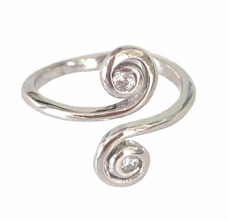 Cz Swirl Sterling Silber Zehenring Verstellbarer Midi Ring von ToeRingsandThings