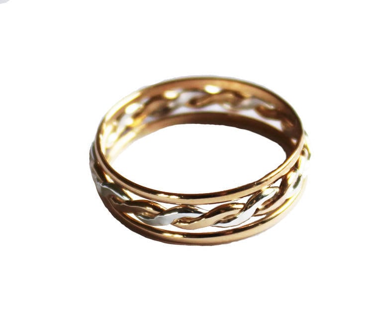 sterling Silber & Gold Fill Braid Ring Set - Komfortable Xl Größen von ToeRingsandThings