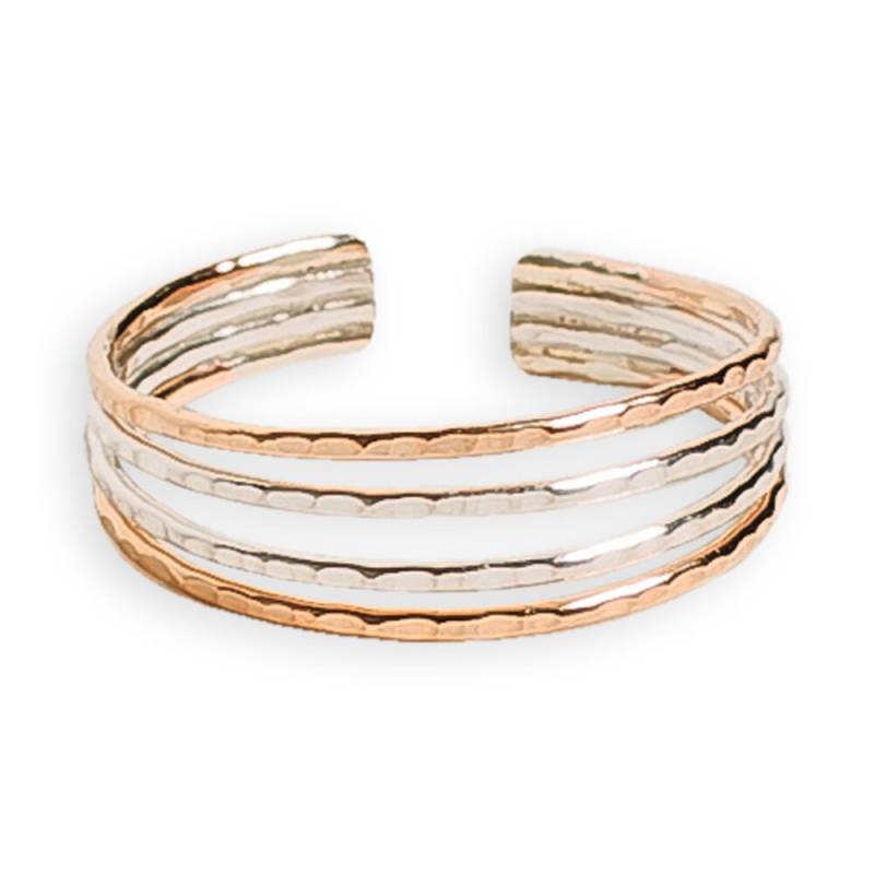 Gehämmerter 4 Reihen Zehenring Gemischtes Metall, 14K Gold Fill Oder Sterling Silber von ToeRingsandThings