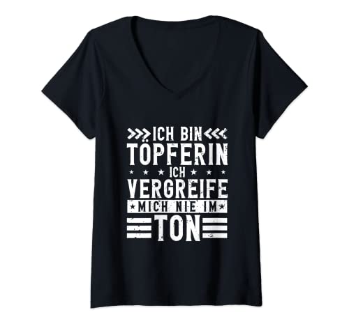 Damen Töpfern T-Shirt mit V-Ausschnitt von Töpfern Geschenk