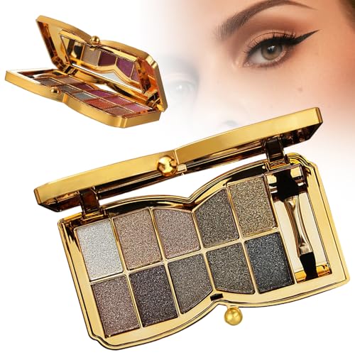 10 Farben Glitter-Lidschattenpalette, Glitter Lidschatten Make-up Set Metallic Matt Schimmer Nude Smoky Eye Make-up wasserdicht und langlebig schnell trocknend Lidschatten Kosmetikpalette (1#) von Toerjii