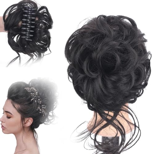 Curly Bun Hair Claw Clips, Haarknoten Pferdeschwanz mit Clip, Haarteil Haarklammer in Messy Hair Bun Haarteil Hochsteckfrisuren Haarteile Glatt Kurz Ponytail Extension für Damen Mädchen (2#) von Toerjii