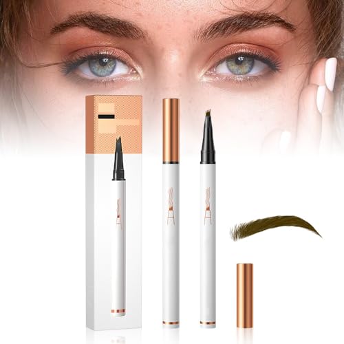 Wasserdichter 3D Augenbrauenstift mit 4 Gabelspitzen, 2024 New Wasserfest Brauenstift Flüssiger Tattoo Augenbrauenstift Definieren Sie Einen Hochnatürlichen Make-up (1 Pcs, 04) von Toerjii