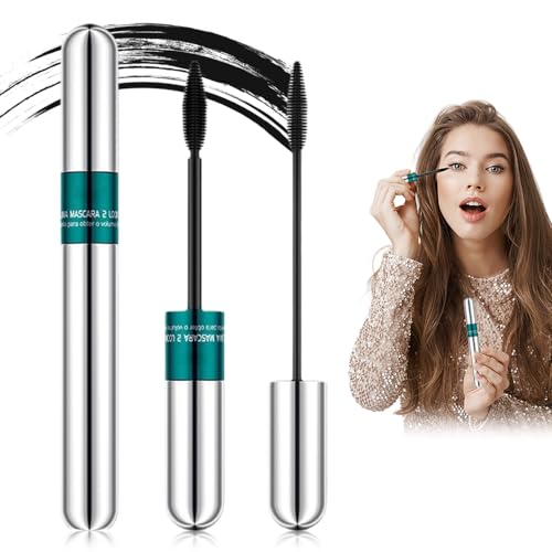 Wimpernserum,Wimperntusche,2 In 1 Wasserdicht Mascara,Schwarze Wimperntusche für Extrem Lange Wimpern, Very Black, 9 g (Silbrig, 1 Pcs) von Toerjii