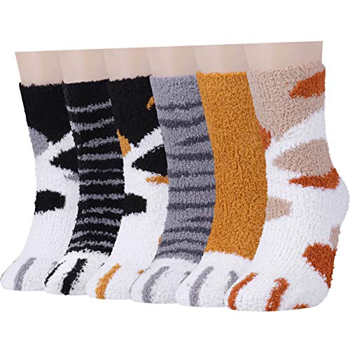 Toes Home 6 Paar Kuschelsocken Damen, Wintersocken Flauschige Socken Antiruschsocken, Warme Bettsocken Haussocken 36-42 von Toes Home