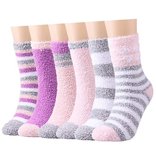 Toes Home 6 Paar Kuschelsocken Damen, Wintersocken Flauschige Socken Antiruschsocken, Warme Bettsocken Haussocken 36-42 von Toes Home