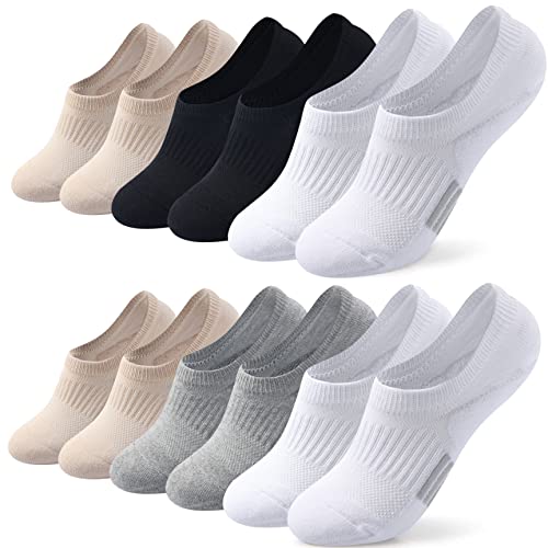 Toes Home 6 Paar Sneaker Socken Damen 35-38, Füßlinge Sneakersocken mit Silikonpad, Füsslinge Sportsocken Laufsocken Gepolsterte Kurze Socken Mädchen Unsichtbar Bunt von Toes Home