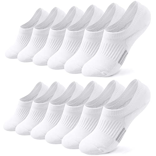 Toes Home 6 Paar Sneaker Socken Damen 35-38, Füßlinge Sneakersocken mit Silikonpad, Füsslinge Sportsocken Laufsocken Gepolsterte Kurze Socken Mädchen Unsichtbar Weiß von Toes Home