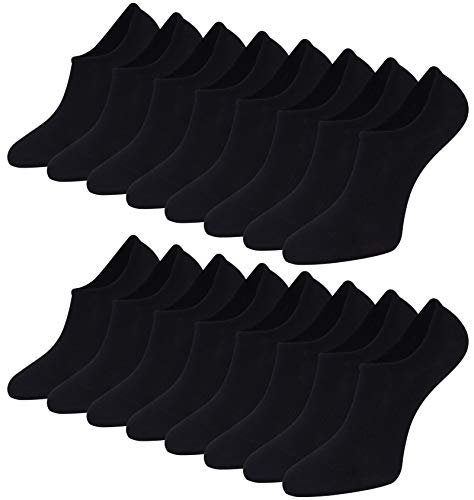 Toes Home Sneaker Socken Damen Füsslinge Herren 8 Paar, Bambus Füßlinge Sneakersocken Unsichtbare Unisex Bambussocken No Show Socken mit Rutschfest Silikon Footies Schwarz 39-42 von Toes Home