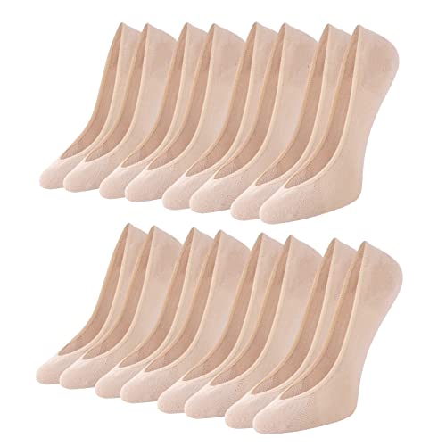 Toes Home Füßlinge Ballerina Socken Damen 8 Paar, Unsichtbare Sneaker Socken Damen Füsslinge mit Rutschfest Silikon No Show Atmungsaktiv Halbsocken Hautfarbe 35-38 von Toes Home