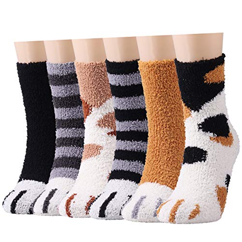 Toes Home 6 Paar Kuschelsocken Damen, Wintersocken Flauschige Socken Antiruschsocken, Warme Bettsocken Haussocken 36-42 von Toes Home