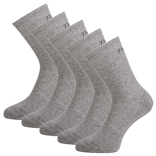 Herren Anti Athleten Fuß Geruch Resistent Anti-Schweiß Dünne Baumwolle Crew Sportsocken, 5 Paar Grau, M von Toes&Feet