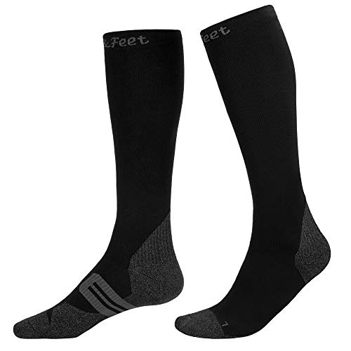 Kompressionsstrümpfe für Damen und Herren 1-Pack Schwarz Schnelltrocknend Anti-Geruch Sportsocken,Größe XL von Toes&Feet