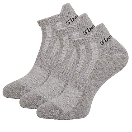 Toes&Feet Herren 3 Paar Grau Antibakterielles Geruchtilgende Anti Geruch Schnelltrocknende Laufsocken Knöchelsocken Sportsocken von Toes&Feet