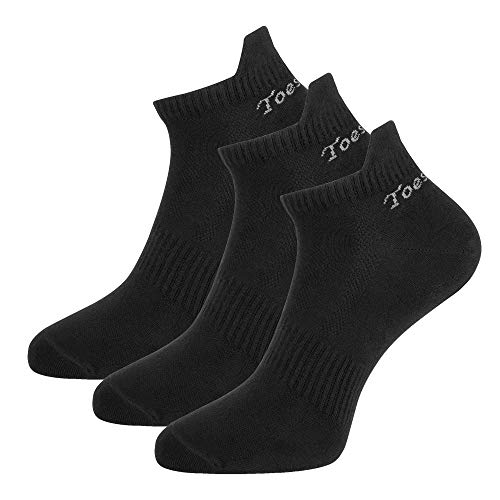 Toes&Feet Herren 3 Paar Schwarz Antibakterielles Geruchtilgende Anti Geruch Schnelltrocknende Laufsocken Knöchelsocken Sportsocken von Toes&Feet