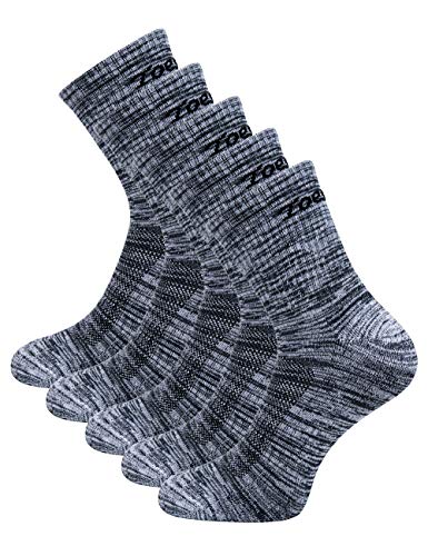 Toes&Feet Herren 5 Paar Grau Anti Geruch Antimikrobielle Gepolsterte Blister Resistant Quarter Crew Sportsocken von Toes&Feet