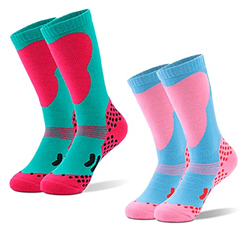 Tofern 2 Paare Unisex Kinder Skisocken Warme Thermo Jungen Mädchen Schneesocken Outdoor Socken Skating Wandern Winter von Tofern