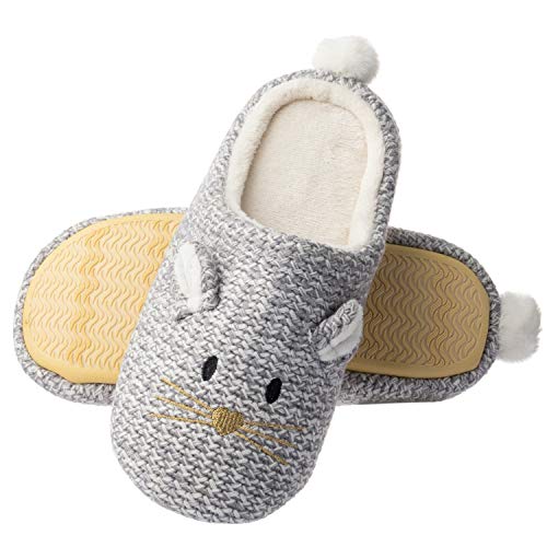 Tofern Hausschuhe Damen Plüsch Mädchen Süß Hamster Pantoffeln Wärme Gewebter Baumwolle Slippers Herbst Winter von Tofern