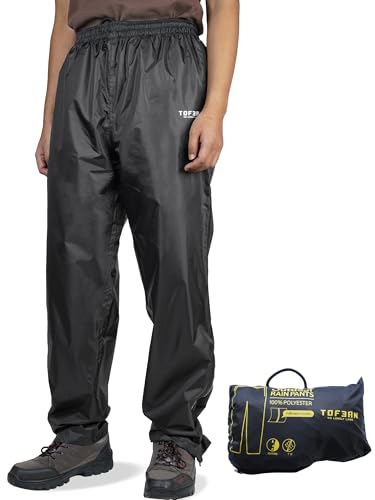 Tofern Regenhose für Damen Herren wasserdichte - Überziehhose mit Faltbare Tasche, Atmungsaktiv Outdoor Regen Hose zum Ski Radfahren Camping Trekking Golf u.z.w. von Tofern