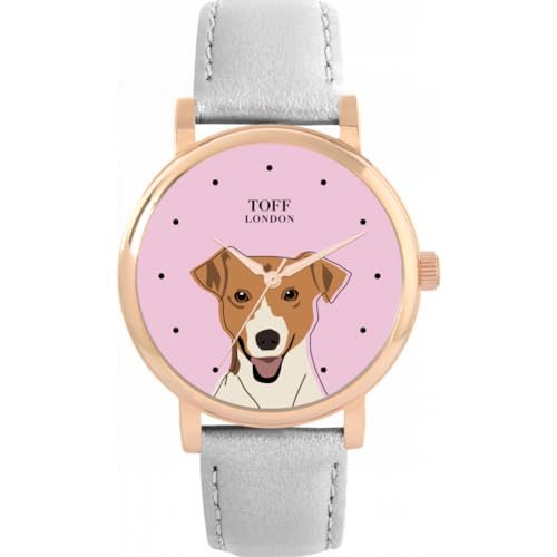 Toff London Beige Jack-Russell-Terrier-Kopf-Hundeuhr von Toff London