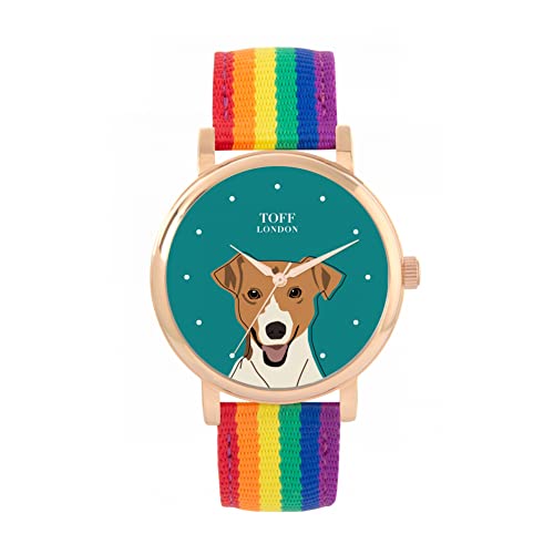 Toff London Beige Jack-Russell-Terrier-Kopf-Hundeuhr von Toff London