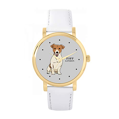 Toff London Beige Jack-Russell-Terrier-Hundeuhr von Toff London