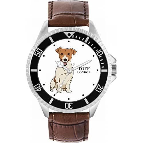 Toff London Beige Jack-Russell-Terrier-Hundeuhr von Toff London