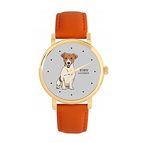 Toff London Beige Jack-Russell-Terrier-Hundeuhr von Toff London