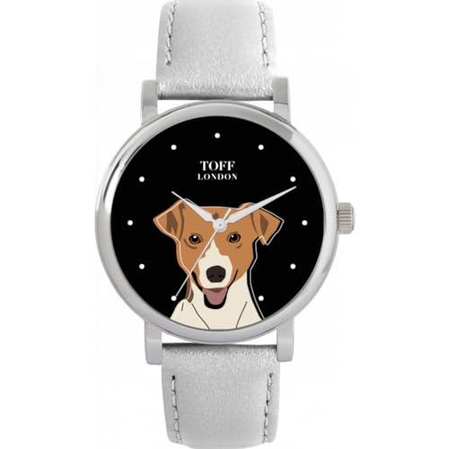 Toff London Beige Jack-Russell-Terrier-Kopf-Hundeuhr von Toff London