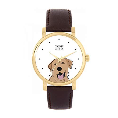 Toff London Damen-Armbanduhr mit Hundekopf, beige, Labrador Retriever von Toff London