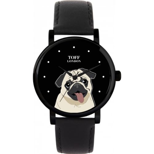 Toff London Beige Mops-Kopf-Hundeuhr von Toff London