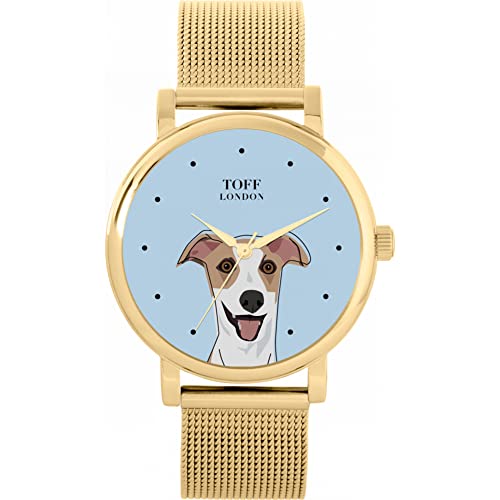 Toff London Beige Whippet Head Hundeuhr von Toff London