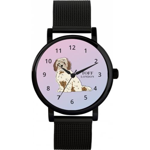 Toff London Beige braune Cavachon-Hundeuhr von Toff London