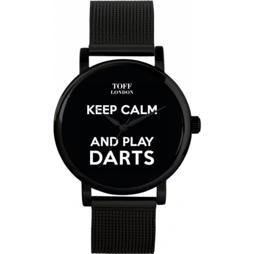 Toff London Black Keep Calm and Play Darts Watch von Toff London