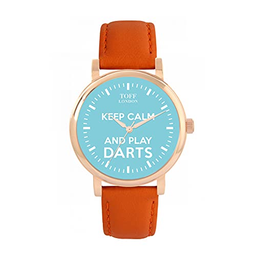 Toff London Blaue Keep Calm and Play Darts Batons Uhr von Toff London