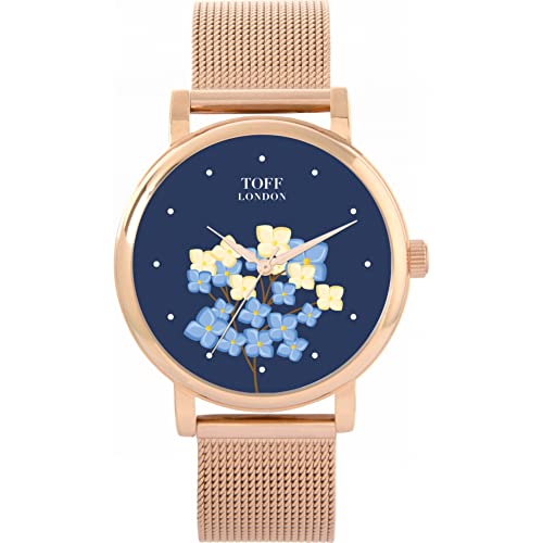 Toff London Blaue Blumenblüte Uhr von Toff London