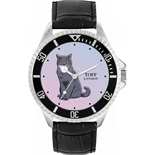 Toff London Blaue britische Kurzhaar-Katzenuhr von Toff London