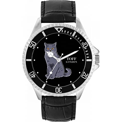 Toff London Blaue britische Kurzhaar-Katzenuhr von Toff London
